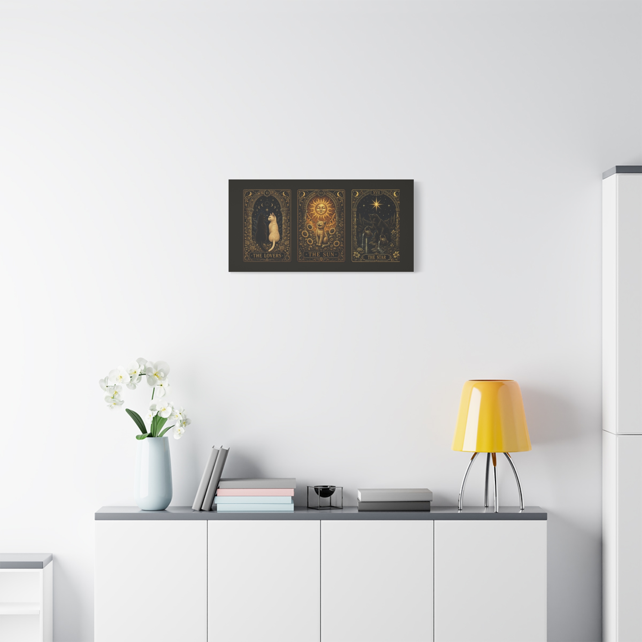 The Lovers, The Sun & The Star | Black Cat Tarot Triptych Canvas - Image 6