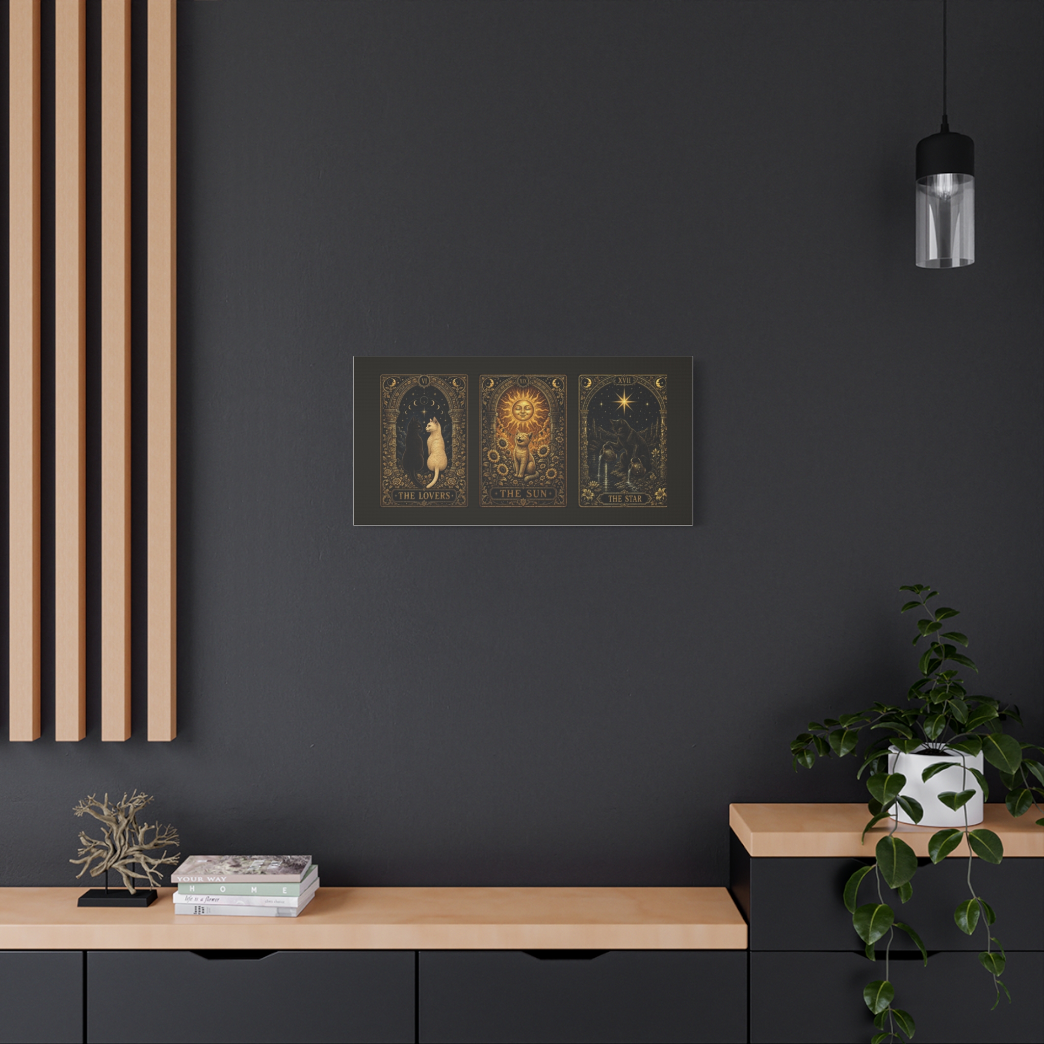The Lovers, The Sun & The Star | Black Cat Tarot Triptych Canvas - Image 7