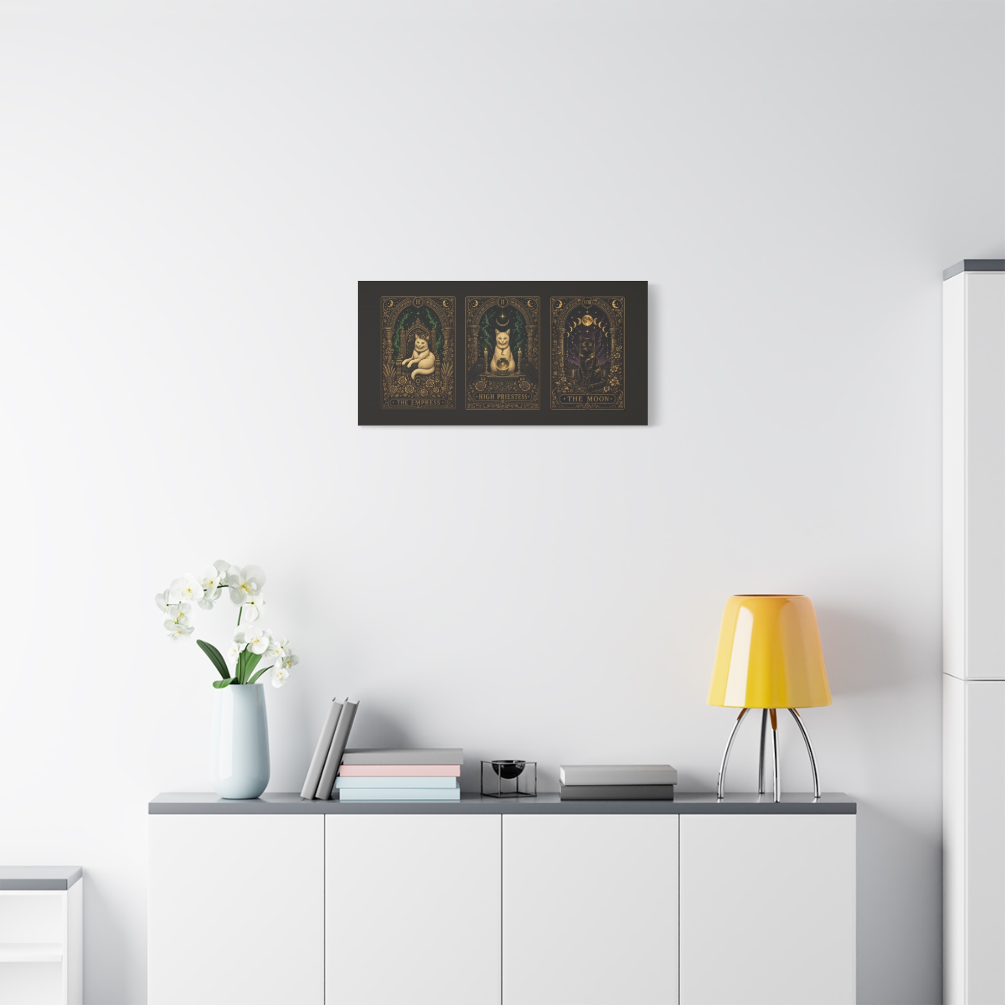 The Empress, The High Priestess & The Moon | Black Cat Tarot Triptych Canvas - Image 6