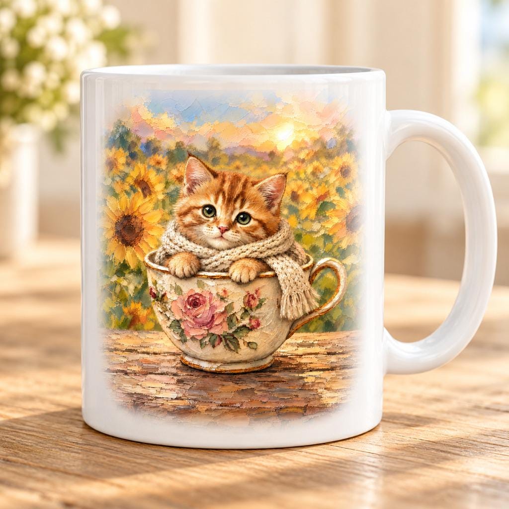 Orange Cat Teacup Mug