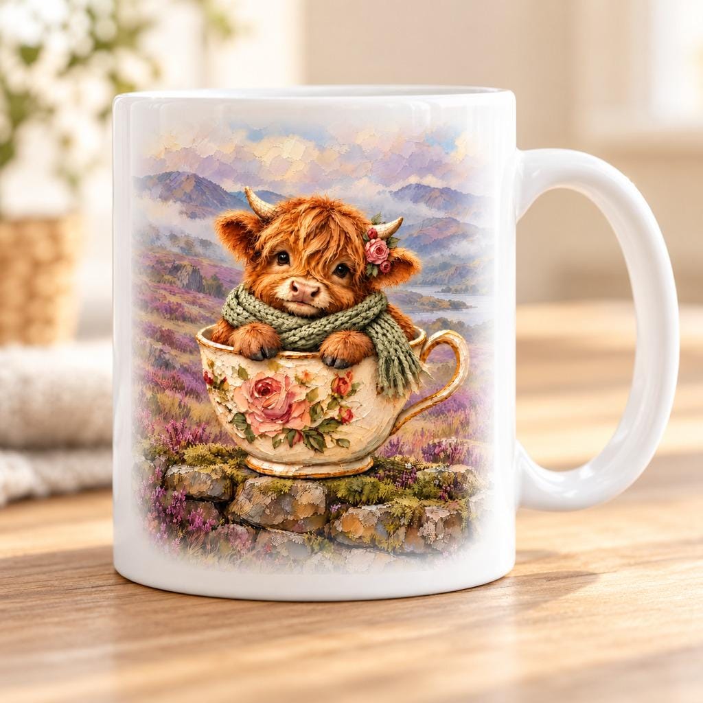 Highland Cow Teacup Mug