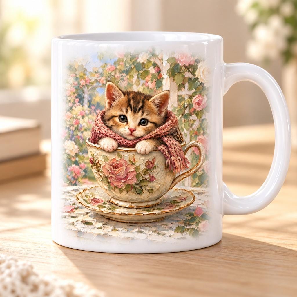 Tabby Cat Teacup Mug